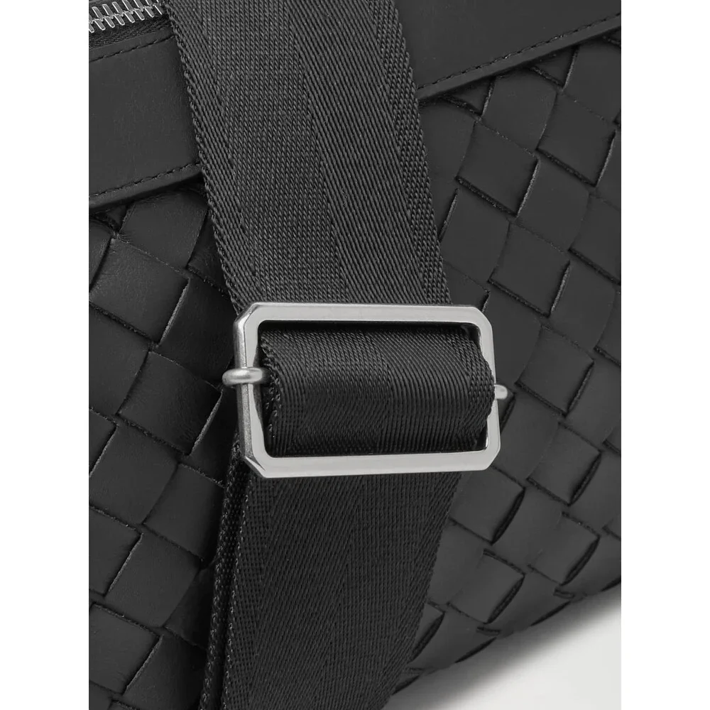 BOTTEGA VENETA Black Duo Intrecciato Leather Crossbody Bag $3100